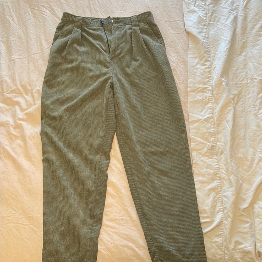 Madewell Green Corduroy High-Rise Tapered Pants